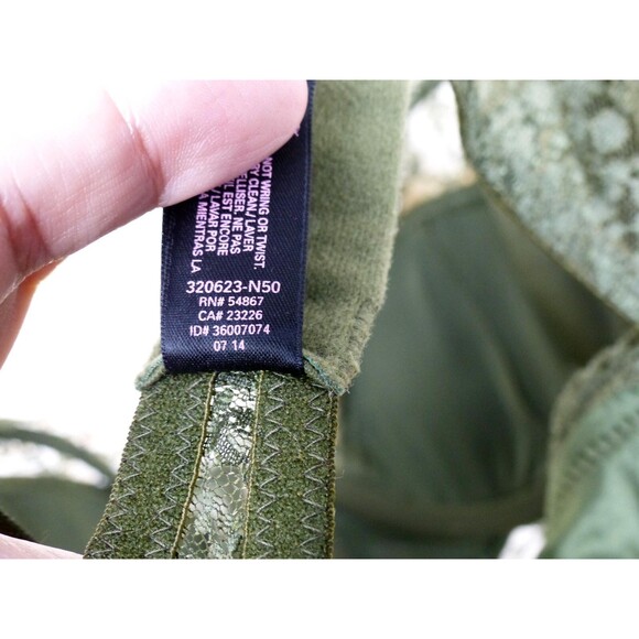 Victoria’s Secret Very Sexy Bustier Demi Bra 32C Olive Green Lace Satin Pin Up - Picture 13 of 14